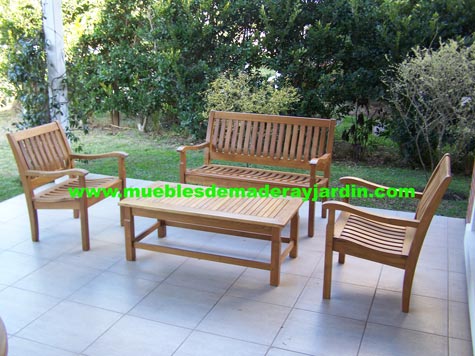 Sillón moderno de madera de teca para exterior e interior